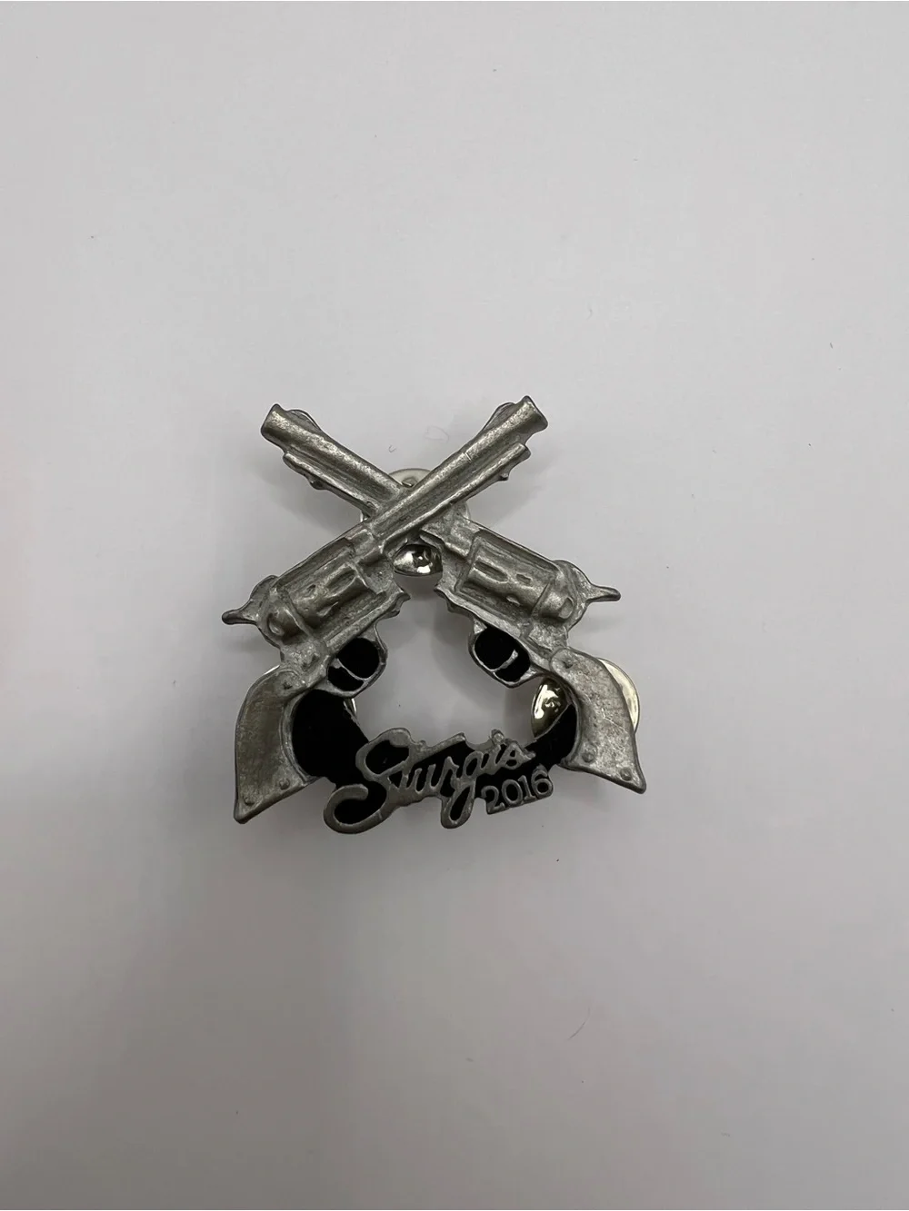 Official Sturgis 2016 Motorcycle Rally Crossed Pistols Hat Lapel Pin